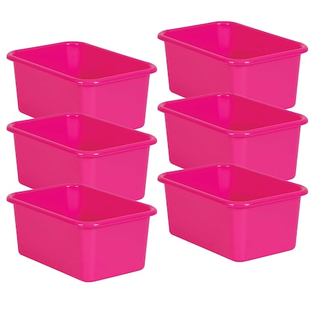 Teacher Created Resources Pink Small Plastic Storage Bin, 6PK 20384